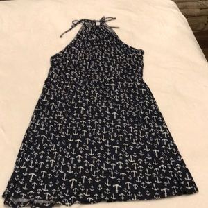 Navy & white cotton halter anchor dress.